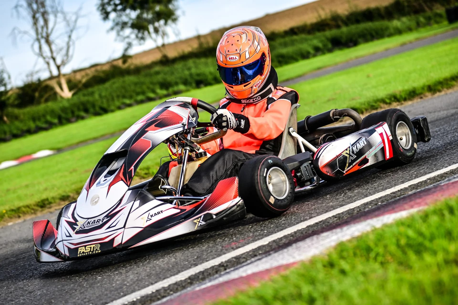 Matthew Swatton testing in a Junior Rotax go-kart at Whilton Mill in October 2023