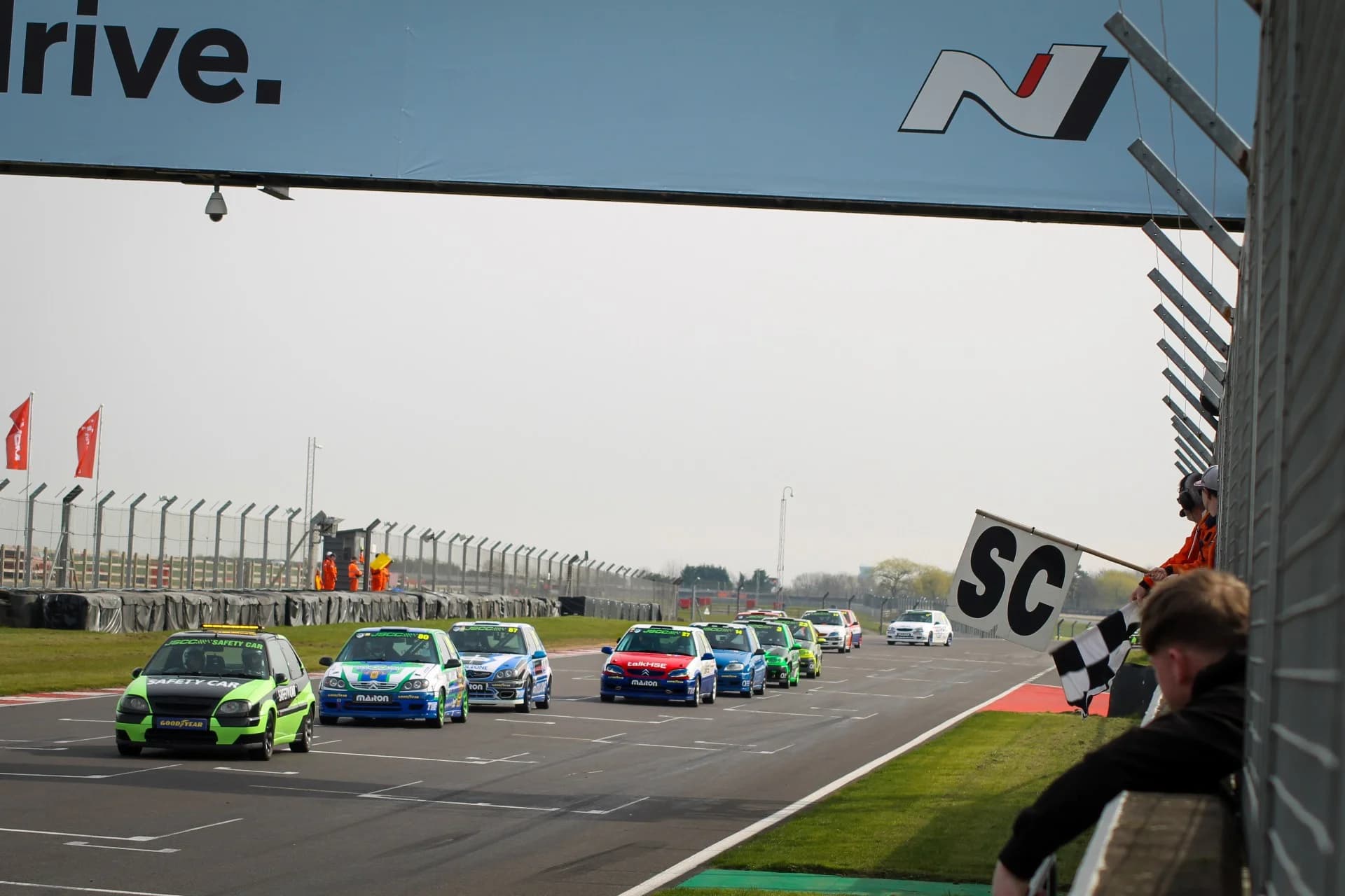 Matthew Swatton finishes his race under the safety car to get his first podium