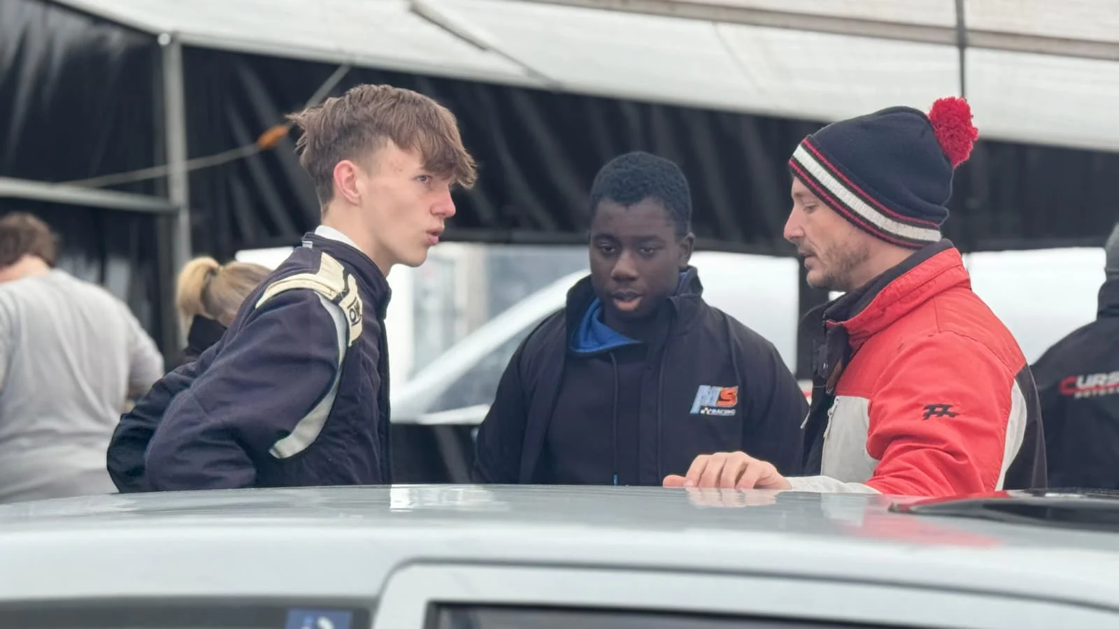 Matthew Swatton discussing the race with Ash Miller & data engineer Will