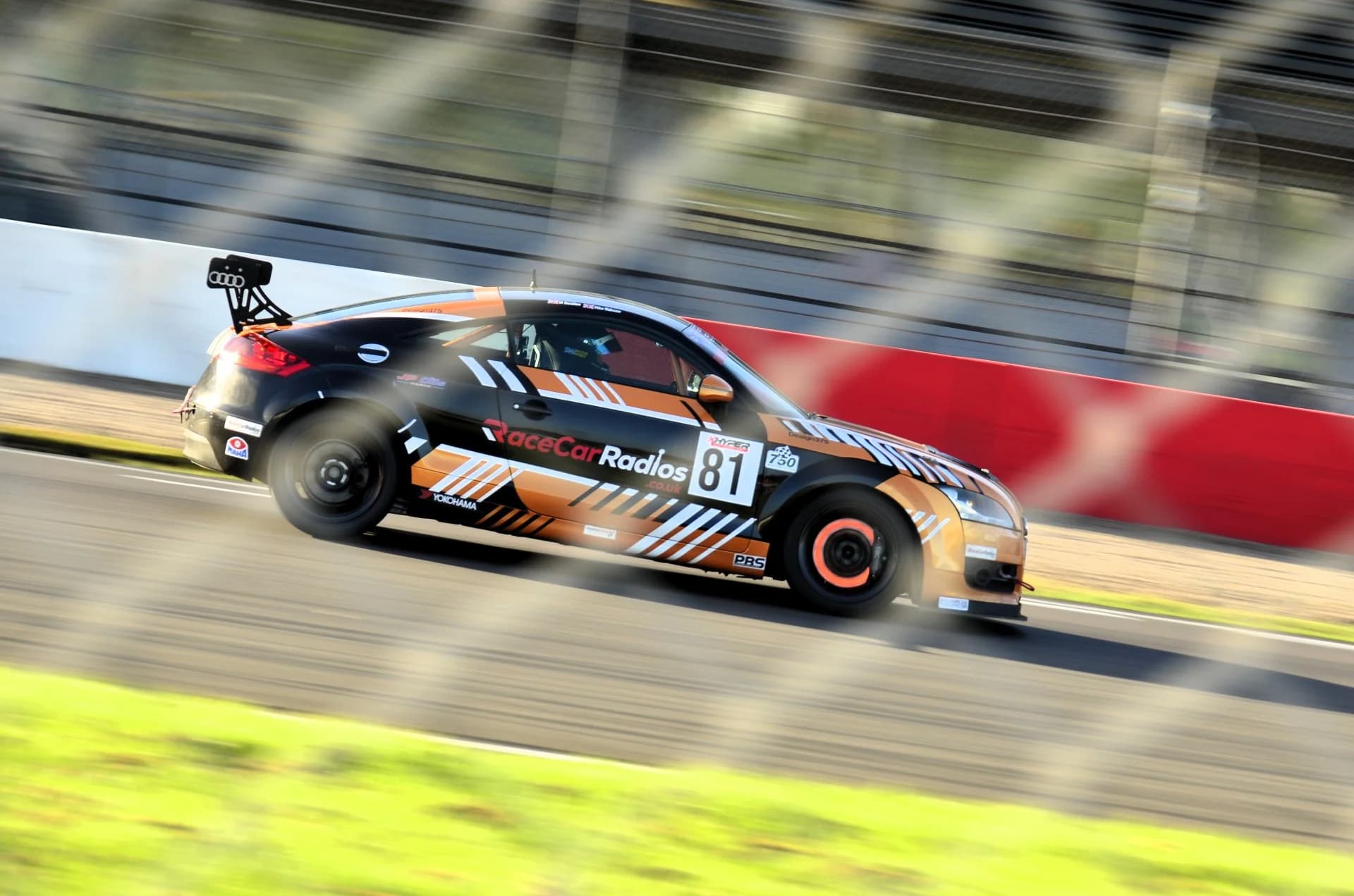Audi TT brakes glowing orange under heavy braking at Donington Park - October'26